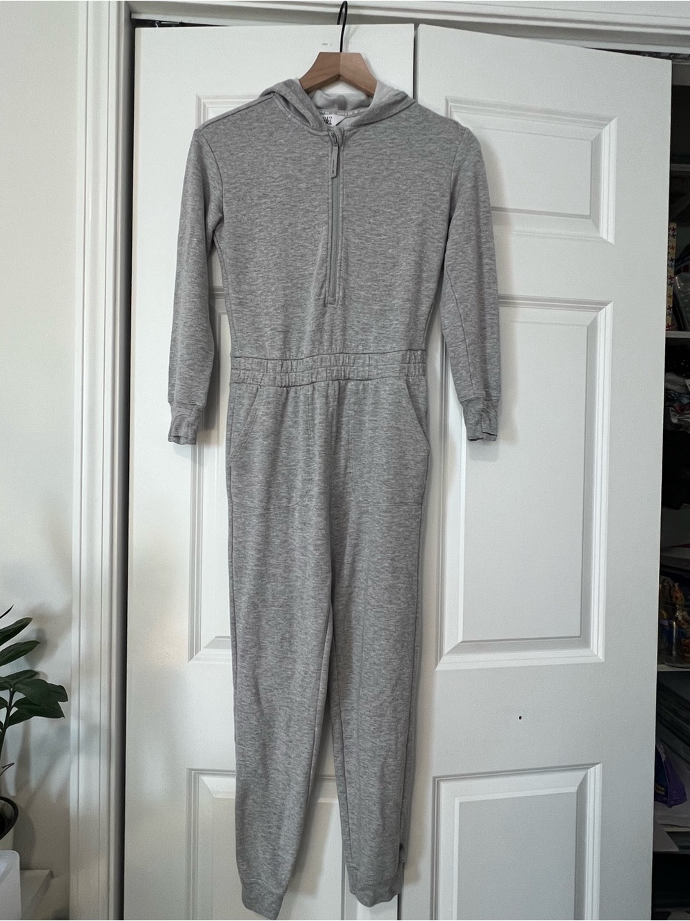 Athleta Girl Gray Hooded One-Piece Jumpsuit